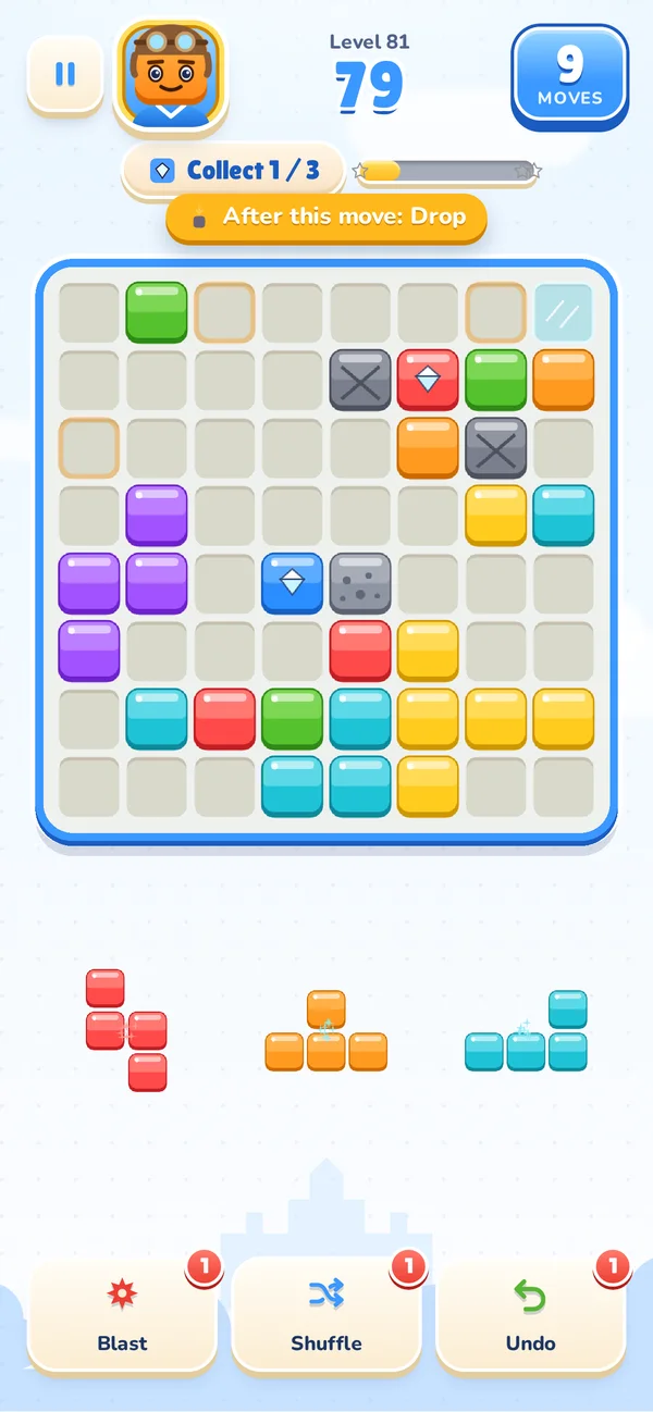 Level 81 in Cloud Kingdom with ice, stone and gems